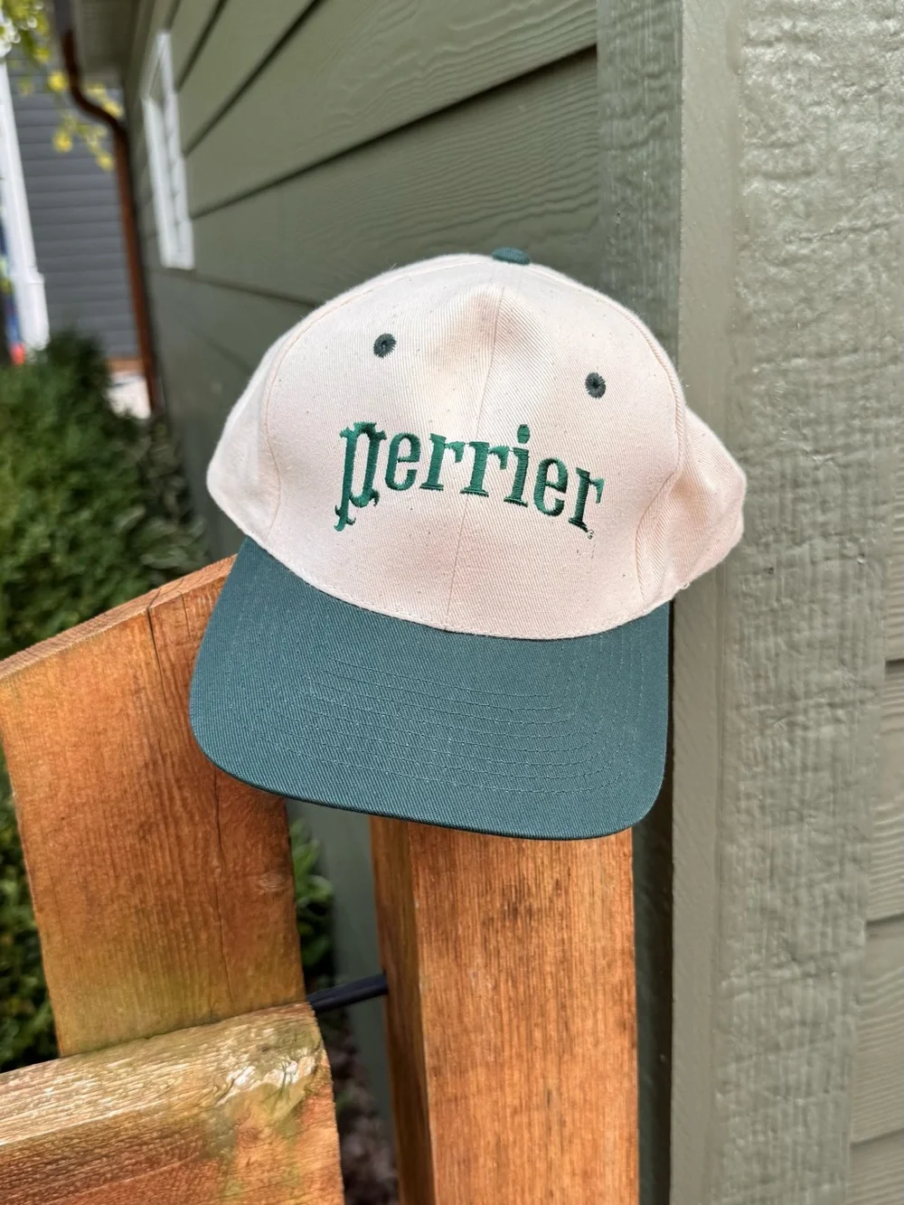Perrier Two-Tone Green and Cream Baseball Cap